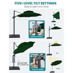 Double Top 11 Ft. Aluminum Cantilever Umbrella With Base And Cover, 360° Rotation Patio Umbrella In Dark Green 24 Double Top 11 Ft. Aluminum Cantilever Umbrella With Base And Cover, 360° Rotation Patio Umbrella In Dark Green -More Furniture Store jearey cantilever umbrellas 10sdylm dg d4 1000