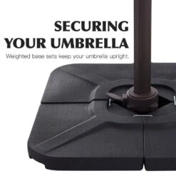 Double Top 11 Ft. Aluminum Cantilever Umbrella With Base And Cover, 360° Rotation Patio Umbrella In Gray -More Furniture Store jearey cantilever umbrellas 10sdylm gray 1f 1000