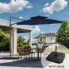 Double Top 11 Ft. Aluminum Cantilever Umbrella With Base And Cover, 360° Rotation Patio Umbrella In Navy