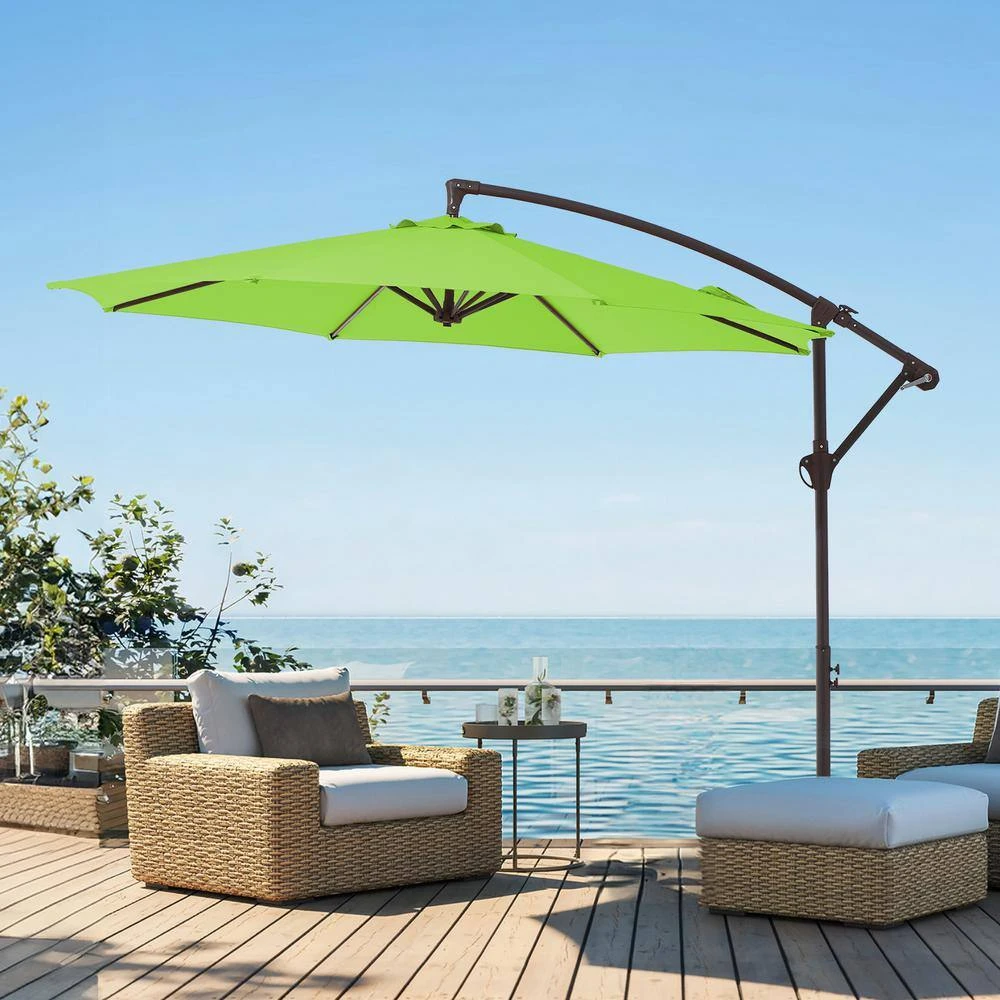 10 Ft. Cantilever Round Offset Patio Umbrella In Apple Green 8 10 Ft. Cantilever Round Offset Patio Umbrella In Apple Green - Image 8