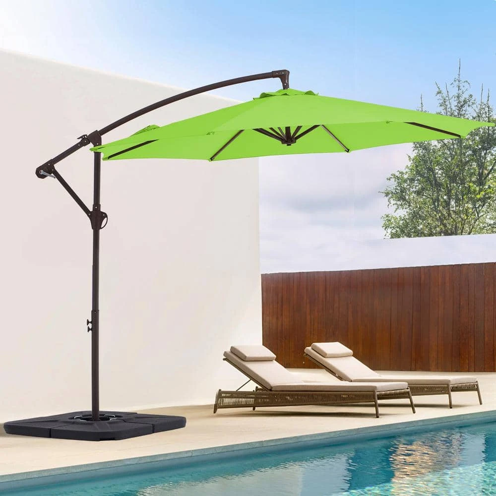 10 Ft. Cantilever Round Offset Patio Umbrella In Apple Green 1 10 Ft. Cantilever Round Offset Patio Umbrella In Apple Green