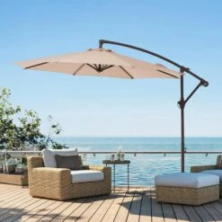 10 Ft. Cantilever Round Offset Patio Umbrella In Beige -More Furniture Store jearey cantilever umbrellas 10xjs2 bg 31 1000