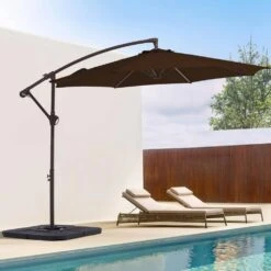 10 Ft. Cantilever Round Offset Patio Umbrella In Brown