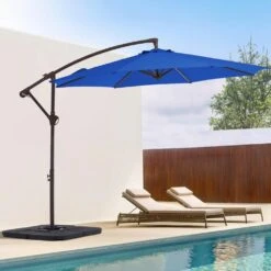10 Ft. Cantilever Round Offset Patio Umbrella In Blue