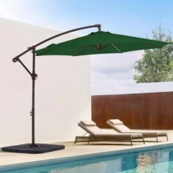 10 Ft. Cantilever Round Offset Patio Umbrella In Dark Green
