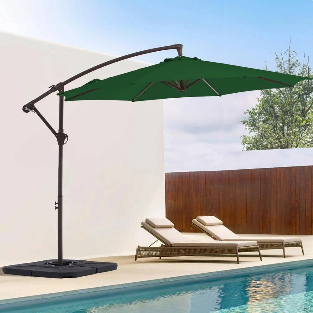 10 Ft. Cantilever Round Offset Patio Umbrella In Dark Green 1 10 Ft. Cantilever Round Offset Patio Umbrella In Dark Green