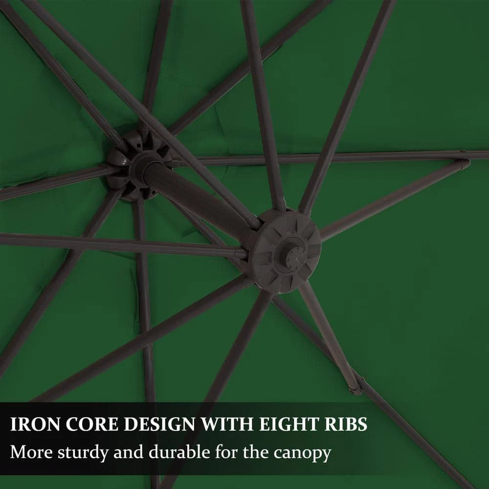 10 Ft. Cantilever Round Offset Patio Umbrella In Dark Green 2 10 Ft. Cantilever Round Offset Patio Umbrella In Dark Green - Image 2