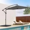 10 Ft. Cantilever Round Offset Patio Umbrella In Gray