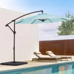 10 Ft. Cantilever Round Offset Patio Umbrella In Light Blue