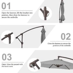 10 Ft. Cantilever Round Offset Patio Umbrella In Light Gray -More Furniture Store jearey cantilever umbrellas 10xjs2 lgy 1f 1000