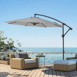 10 Ft. Cantilever Round Offset Patio Umbrella In Light Gray -More Furniture Store jearey cantilever umbrellas 10xjs2 lgy 31 1000