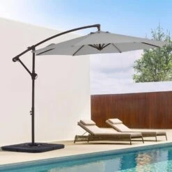 10 Ft. Cantilever Round Offset Patio Umbrella In Light Gray