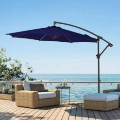 10 Ft. Cantilever Round Offset Patio Umbrella In Navy -More Furniture Store jearey cantilever umbrellas 10xjs2 nv 31 1000
