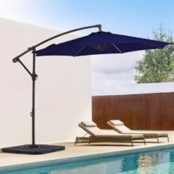 10 Ft. Cantilever Round Offset Patio Umbrella In Navy