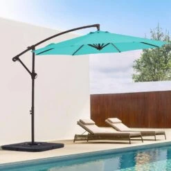 10 Ft. Cantilever Round Offset Patio Umbrella In Peacock Blue