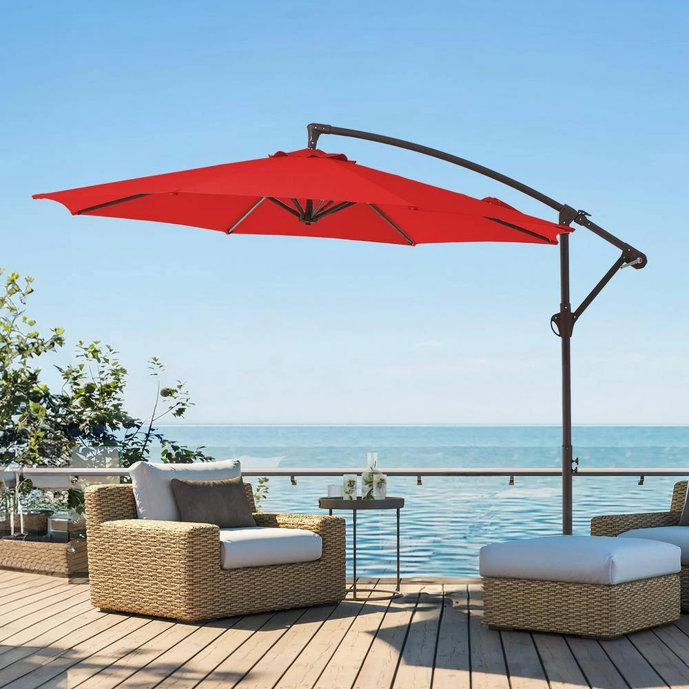 10 Ft. Cantilever Round Offset Patio Umbrella In Pumpkin 8 10 Ft. Cantilever Round Offset Patio Umbrella In Pumpkin - Image 8