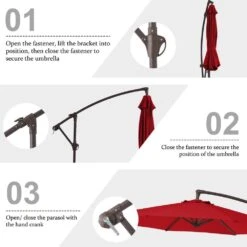 10 Ft. Cantilever Round Offset Patio Umbrella In Red -More Furniture Store jearey cantilever umbrellas 10xjs2 rd 1f 1000