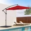 10 Ft. Cantilever Round Offset Patio Umbrella In Red