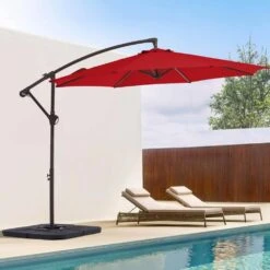 10 Ft. Cantilever Round Offset Patio Umbrella In Red