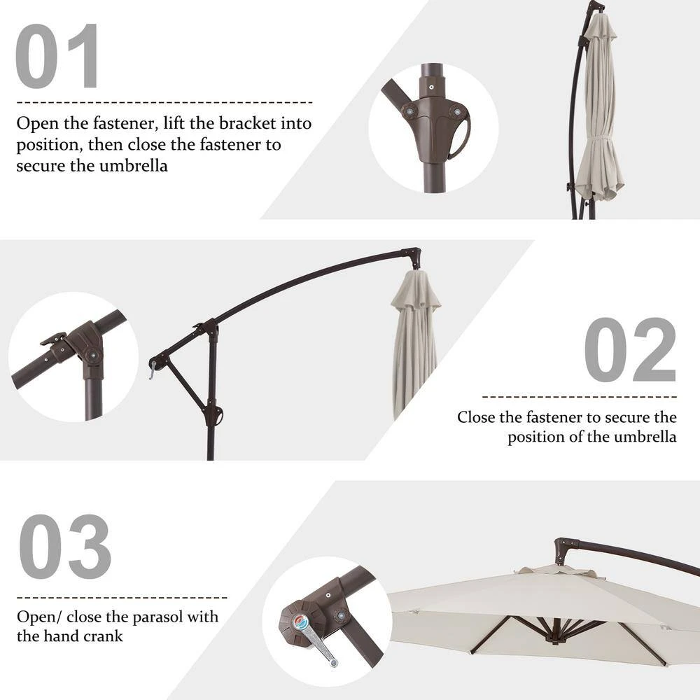 10 Ft. Cantilever Round Offset Patio Umbrella In Off-White 4 10 Ft. Cantilever Round Offset Patio Umbrella In Off-White - Image 4