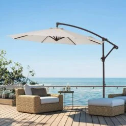 10 Ft. Cantilever Round Offset Patio Umbrella In Off-White 15 10 Ft. Cantilever Round Offset Patio Umbrella In Off-White -More Furniture Store jearey cantilever umbrellas 10xjs2 wt 31 1000
