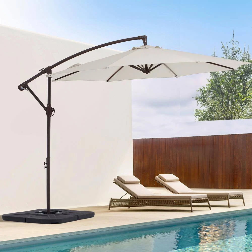 10 Ft. Cantilever Round Offset Patio Umbrella In Off-White 1 10 Ft. Cantilever Round Offset Patio Umbrella In Off-White