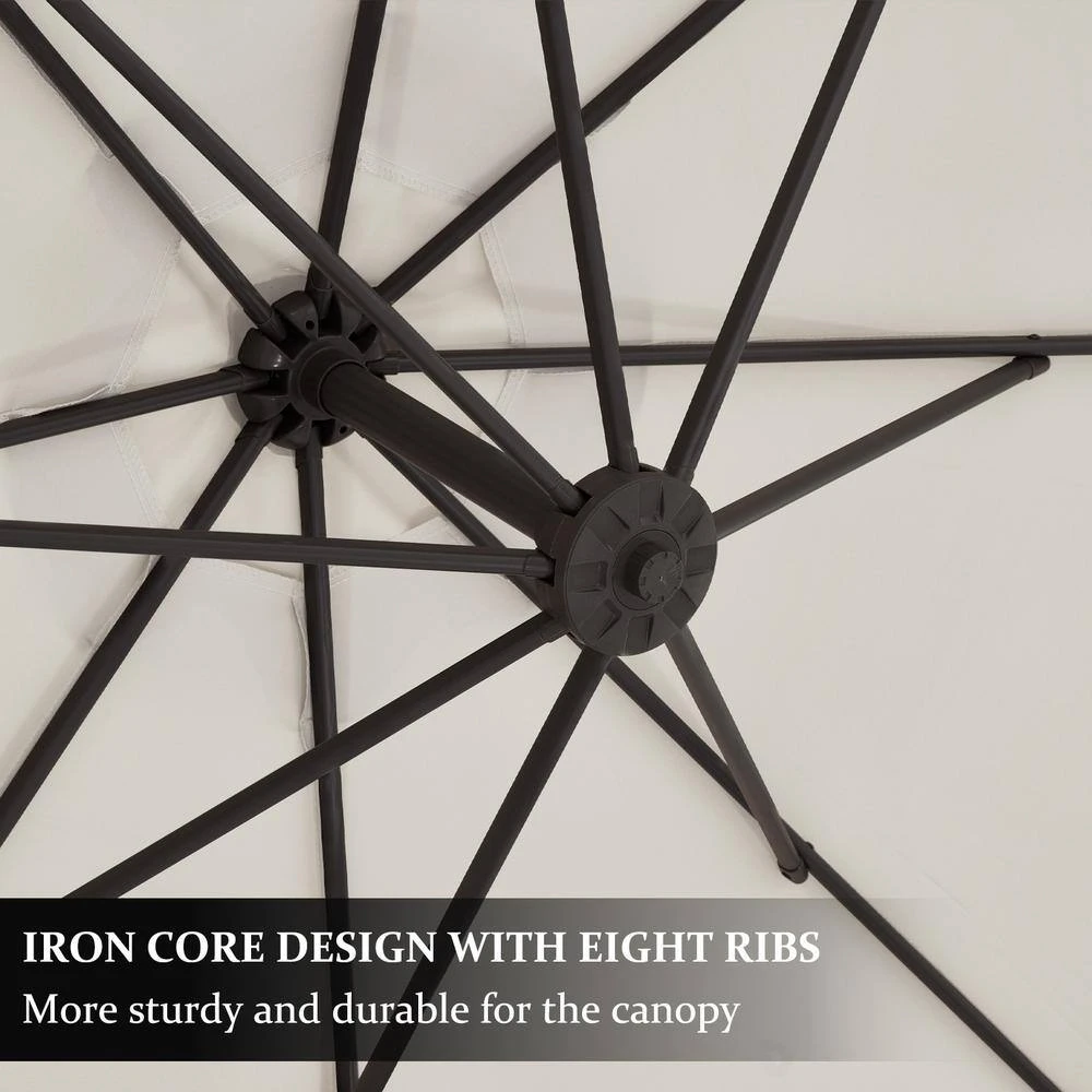 10 Ft. Cantilever Round Offset Patio Umbrella In Off-White 2 10 Ft. Cantilever Round Offset Patio Umbrella In Off-White - Image 2