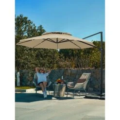 11 Ft.Double Top Round Outdoor Cantilever Umbrella With Cover,Heavy-Duty 360° Rotation Patio Umbrella In Beige 13 11 Ft.Double Top Round Outdoor Cantilever Umbrella With Cover,Heavy-Duty 360° Rotation Patio Umbrella In Beige -More Furniture Store jearey cantilever umbrellas 11sdylm beige 40 1000