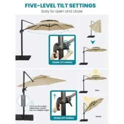 11 Ft.Double Top Round Outdoor Cantilever Umbrella With Cover,Heavy-Duty 360° Rotation Patio Umbrella In Beige 21 11 Ft.Double Top Round Outdoor Cantilever Umbrella With Cover,Heavy-Duty 360° Rotation Patio Umbrella In Beige -More Furniture Store jearey cantilever umbrellas 11sdylm beige d4 1000