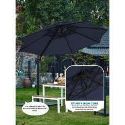 11 Ft.Double Top Round Outdoor Cantilever Umbrella With Cover,Heavy-Duty 360° Rotation Patio Umbrella In Navy 14 11 Ft.Double Top Round Outdoor Cantilever Umbrella With Cover,Heavy-Duty 360° Rotation Patio Umbrella In Navy -More Furniture Store jearey cantilever umbrellas 11sdylm navy 1d 1000