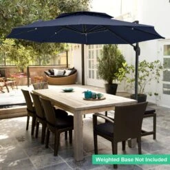 11 Ft.Double Top Round Outdoor Cantilever Umbrella With Cover,Heavy-Duty 360° Rotation Patio Umbrella In Navy 18 11 Ft.Double Top Round Outdoor Cantilever Umbrella With Cover,Heavy-Duty 360° Rotation Patio Umbrella In Navy -More Furniture Store jearey cantilever umbrellas 11sdylm navy 4f 1000