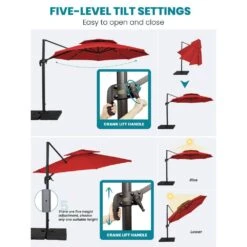 11 Ft.Double Top Round Outdoor Cantilever Umbrella With Cover,Heavy-Duty 360° Rotation Patio Umbrella In Red 23 11 Ft.Double Top Round Outdoor Cantilever Umbrella With Cover,Heavy-Duty 360° Rotation Patio Umbrella In Red -More Furniture Store jearey cantilever umbrellas 11sdylm red d4 1000