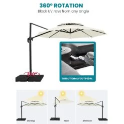 11 Ft.Double Top Round Outdoor Cantilever Umbrella With Cover,Heavy-Duty 360° Rotation Patio Umbrella In Off-White 16 11 Ft.Double Top Round Outdoor Cantilever Umbrella With Cover,Heavy-Duty 360° Rotation Patio Umbrella In Off-White -More Furniture Store jearey cantilever umbrellas 11sdylm ww 77 1000