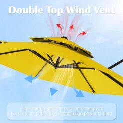 11 Ft.Double Top Round Outdoor Cantilever Umbrella With Cover,Heavy-Duty 360° Rotation Patio Umbrella In Yellow 22 11 Ft.Double Top Round Outdoor Cantilever Umbrella With Cover,Heavy-Duty 360° Rotation Patio Umbrella In Yellow -More Furniture Store jearey cantilever umbrellas 11sdylm yellow 44 1000