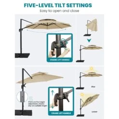 13 Ft. Aluminum 360-Degree Rotation Cantilever Patio Umbrella With Cover In Beige -More Furniture Store jearey cantilever umbrellas 13sdylm beige 77 1000