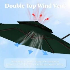 13 Ft. Patio Round Umbrella 360-Degree Rotation Cantilever Umbrella With Cover In Dark Green 13 13 Ft. Patio Round Umbrella 360-Degree Rotation Cantilever Umbrella With Cover In Dark Green -More Furniture Store jearey cantilever umbrellas 13sdylm dgn 66 1000