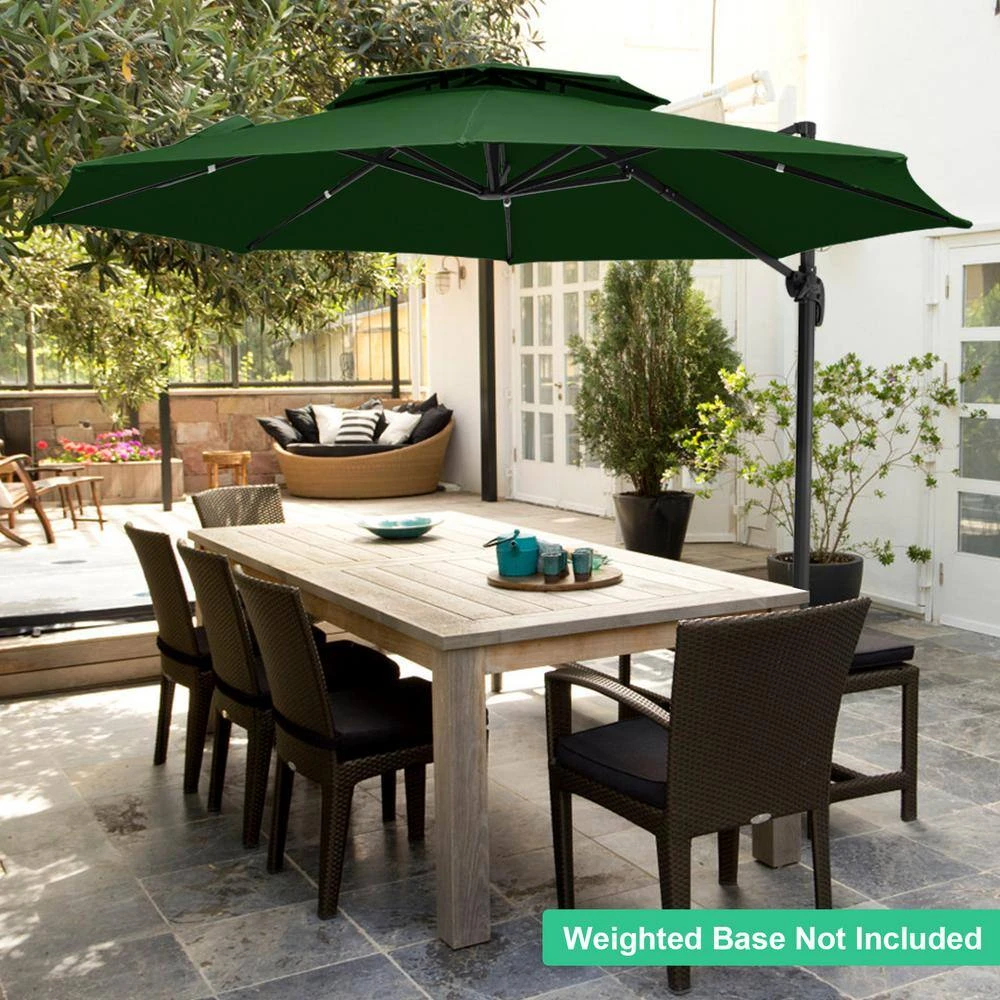 13 Ft. Patio Round Umbrella 360-Degree Rotation Cantilever Umbrella With Cover In Dark Green 2 13 Ft. Patio Round Umbrella 360-Degree Rotation Cantilever Umbrella With Cover In Dark Green - Image 2