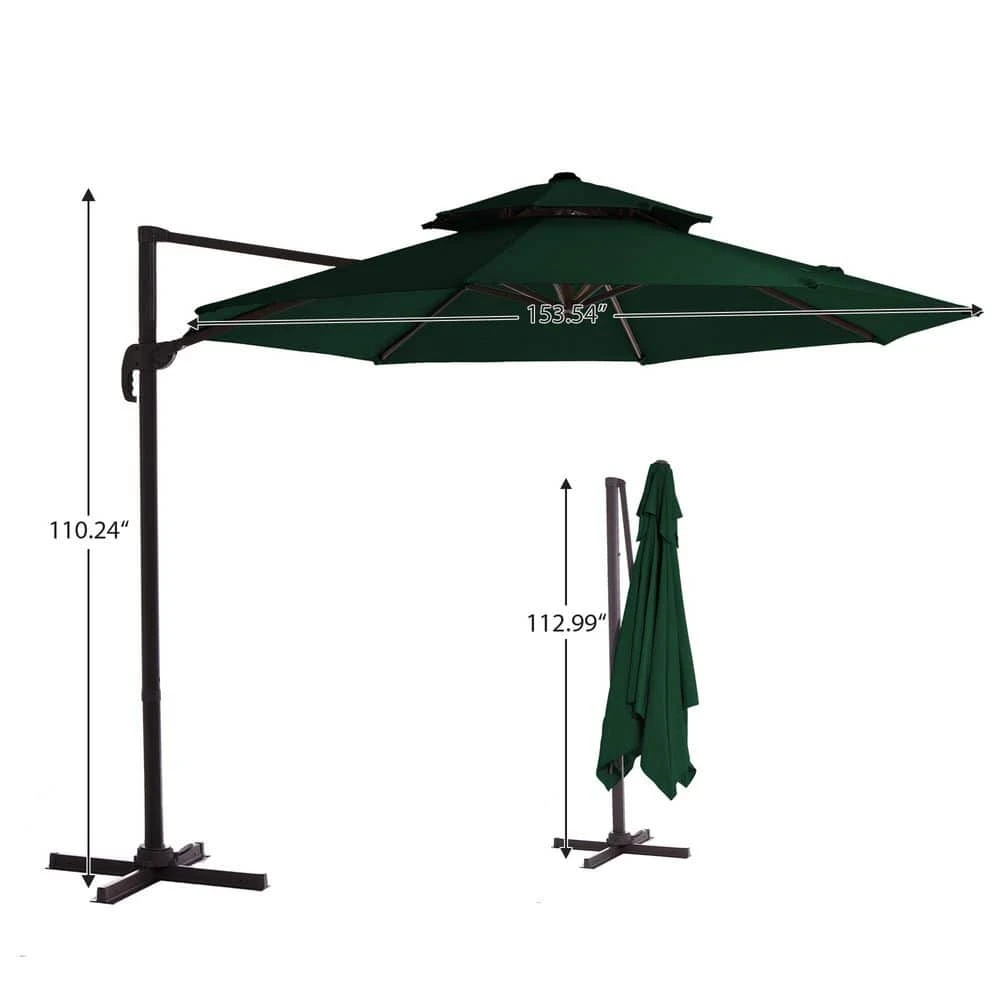 13 Ft. Patio Round Umbrella 360-Degree Rotation Cantilever Umbrella With Cover In Dark Green 10 13 Ft. Patio Round Umbrella 360-Degree Rotation Cantilever Umbrella With Cover In Dark Green - Image 10
