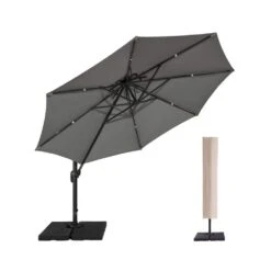 13 Ft. Aluminum 360-Degree Rotation Cantilever Patio Umbrella With Cover In Gray -More Furniture Store jearey cantilever umbrellas 13sdylm gray 1d 1000