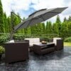 13 Ft. Aluminum 360-Degree Rotation Cantilever Patio Umbrella With Cover In Gray