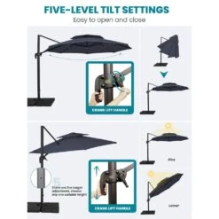 13 Ft. Aluminum 360-Degree Rotation Cantilever Patio Umbrella With Cover In Navy -More Furniture Store jearey cantilever umbrellas 13sdylm navy 77 1000