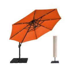 13 Ft. Aluminum 360-Degree Rotation Cantilever Patio Umbrella With Cover In Orange -More Furniture Store jearey cantilever umbrellas 13sdylm orange 1d 1000