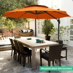 13 Ft. Aluminum 360-Degree Rotation Cantilever Patio Umbrella With Cover In Orange -More Furniture Store jearey cantilever umbrellas 13sdylm orange 4f 1000