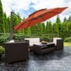 13 Ft. Aluminum 360-Degree Rotation Cantilever Patio Umbrella With Cover In Orange