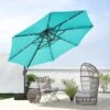 13 Ft. Patio Round Umbrella 360-Degree Rotation Cantilever Umbrella With Cover In Peacock Blue