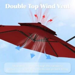 13 Ft. Aluminum 360-Degree Rotation Cantilever Patio Umbrella With Cover In Red -More Furniture Store jearey cantilever umbrellas 13sdylm red 1f 1000
