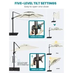 13 Ft. Patio Round Umbrella 360-Degree Rotation Cantilever Umbrella With Cover In Off-White 13 13 Ft. Patio Round Umbrella 360-Degree Rotation Cantilever Umbrella With Cover In Off-White -More Furniture Store jearey cantilever umbrellas 13sdylm wt c3 1000