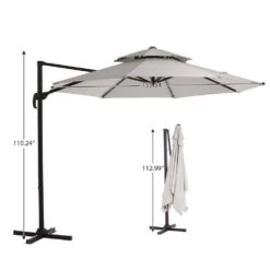 13 Ft. Patio Round Umbrella 360-Degree Rotation Cantilever Umbrella With Cover In Off-White 17 13 Ft. Patio Round Umbrella 360-Degree Rotation Cantilever Umbrella With Cover In Off-White -More Furniture Store jearey cantilever umbrellas 13sdylm wt fa 1000