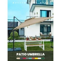 9 Ft. X 9 Ft. Square Aluminum Cantilever Tilt Patio Umbrella In Beige -More Furniture Store jearey cantilever umbrellas 9 9sdylm beige 31 1000