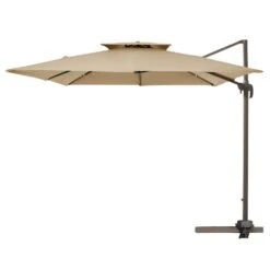 9 Ft. X 9 Ft. Square Aluminum Cantilever Tilt Patio Umbrella In Beige -More Furniture Store jearey cantilever umbrellas 9 9sdylm beige c3 1000